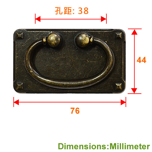 Square small zinc cast handle with 38 mm hole spacing - Bronze HD054BK