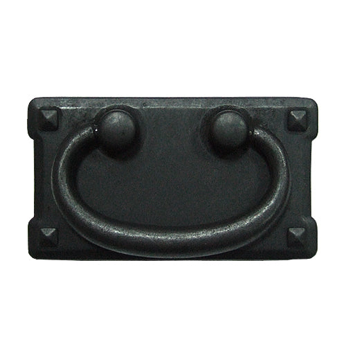 Square large zinc cast handle with hole spacing of 76 mm - black coffee patina HD057BL