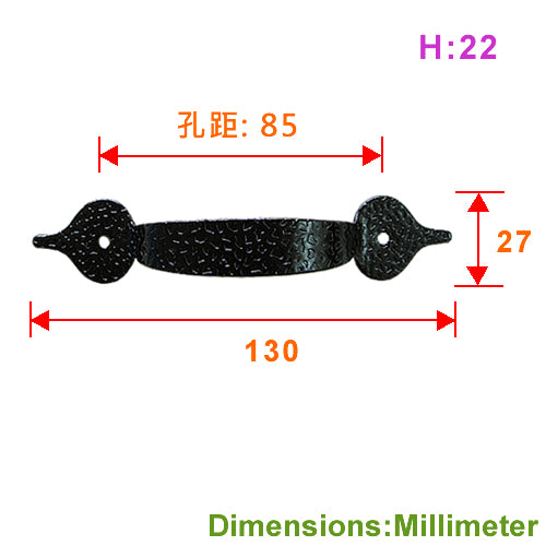 Matte embossed iron handle hole spacing 85 mm (can be finely adjusted) - Black HD201BL