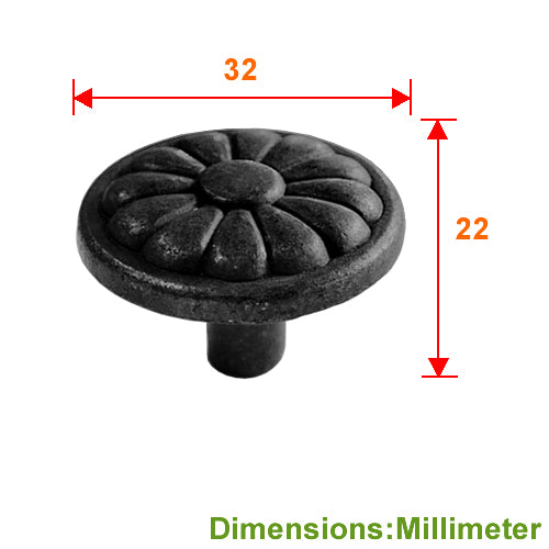 Ancient Chrysanthemum Handle Ø 32 mm - Black Coffee Patina HD312BL