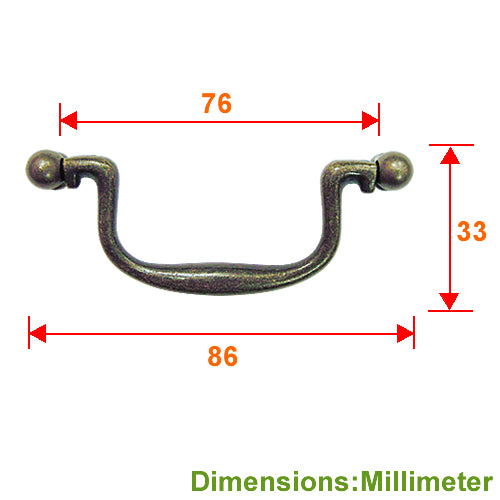 Simple classical handle (copper beads) hole spacing 76 mm - bronze HD378BK