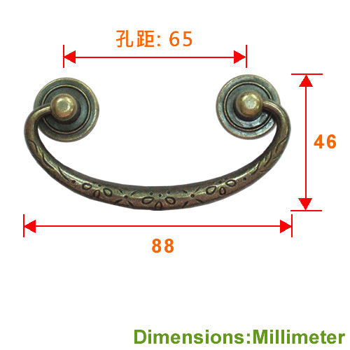Vintage carved handle hole distance 65 mm - Bronze HD501BK