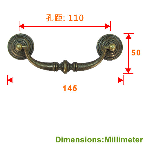Elegant handle hole distance 108~112mm - dark coffee patina HD513CF