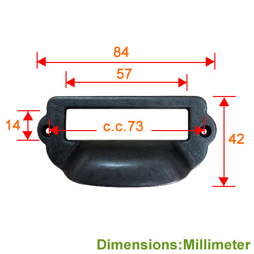 Pill-shaped index handle hole spacing 73 mm - black coffee patina HD684BL