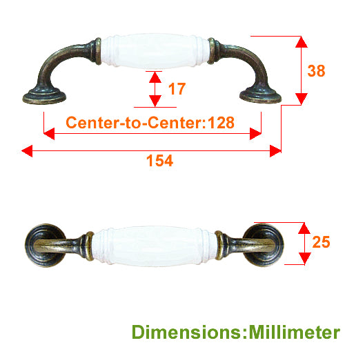 G-type pure white hole spacing 128mm ceramic handle - bronze base HG201BKWH