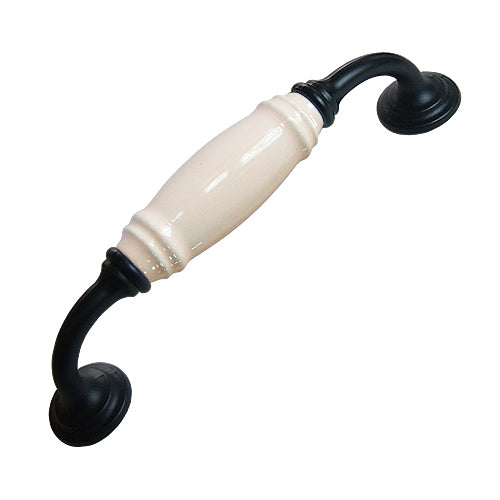 G-type beige hole spacing 128mm ceramic handle - baked black base HG201BLMI