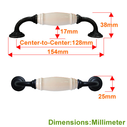 G-type beige hole spacing 128mm ceramic handle - baked black base HG201BLMI