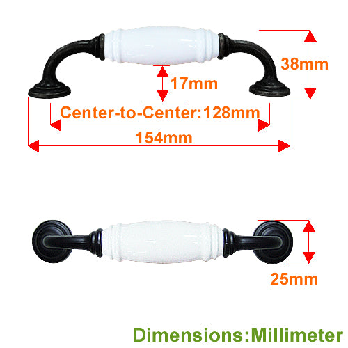 G-type pure white hole spacing 128mm ceramic handle-baked black base HG201BLWH