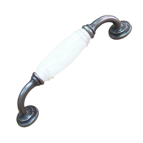 G-type pure white hole spacing 128mm ceramic handle - antique silver base HG201SKWH
