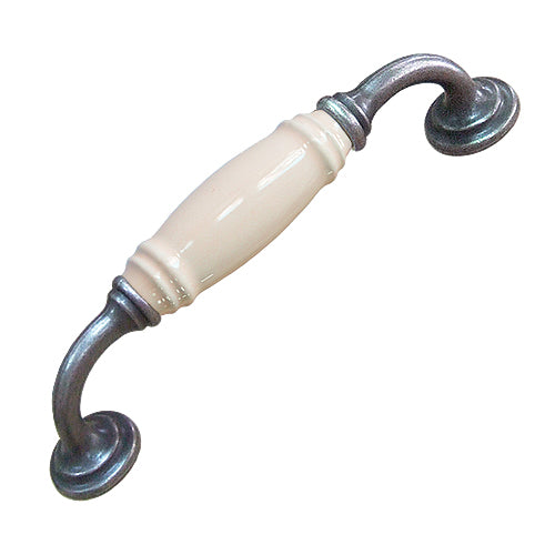 G-shaped beige hole spacing 128mm ceramic handle - antique silver base HG201SKMI