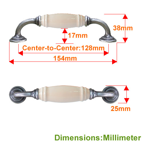 G-shaped beige hole spacing 128mm ceramic handle - antique silver base HG201SKMI