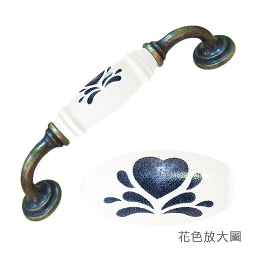 G-type Japanese country style love heart white hole spacing 128mm ceramic handle - bronze base HG215BKWH