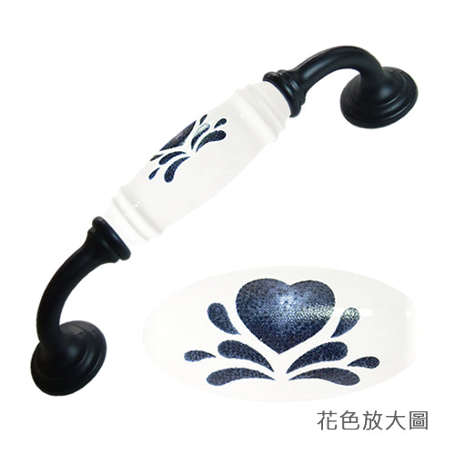 G-type Japanese country style love heart white hole spacing 128mm ceramic handle-baked black seat HG215BLWH