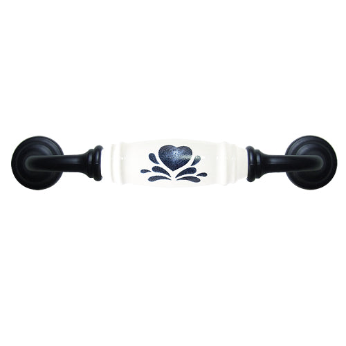 G-type Japanese country style love heart white hole spacing 128mm ceramic handle-baked black seat HG215BLWH