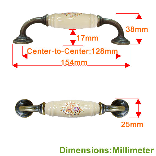 G-shaped country bouquet beige hole spacing 128mm ceramic handle - bronze base HG501BKMI