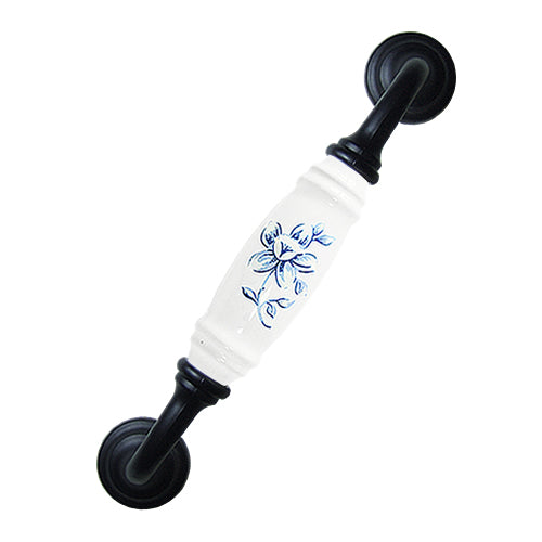G-type excellent blue and white hole spacing 128mm ceramic handle - baked black base HG603BLWH