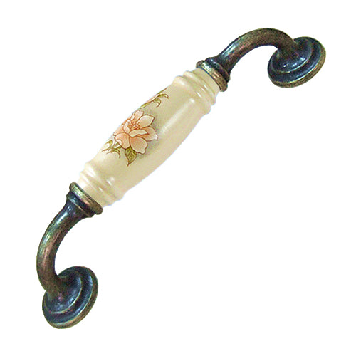 G-shaped camellia beige hole spacing 128mm ceramic handle - bronze base HG852BKMI