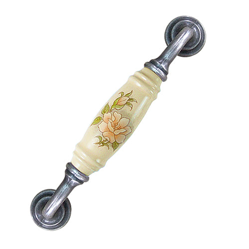 G-type camellia beige hole spacing 128mm ceramic handle - antique silver base HG852SKMI