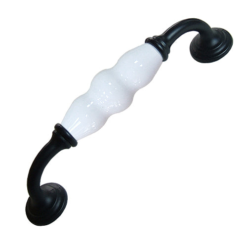 J-shaped pure white hole spacing 128mm ceramic handle - baked black base HJ201BLWH
