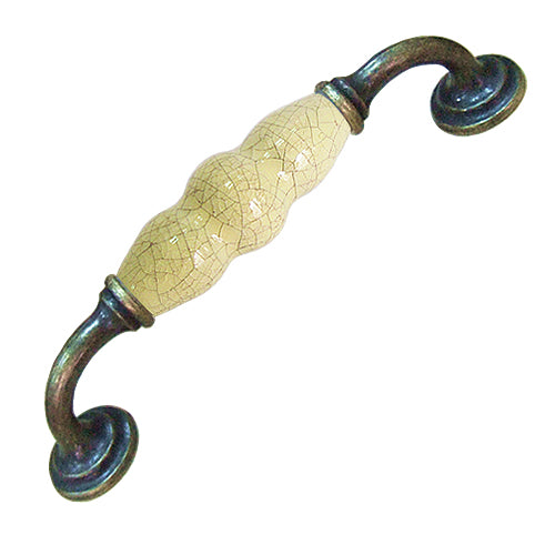 J-shaped country style cream ice cracked hole spacing 128mm ceramic handle - bronze base HJ356BKYL