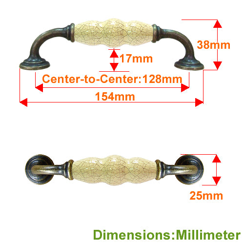 J-shaped country style cream ice cracked hole spacing 128mm ceramic handle - bronze base HJ356BKYL