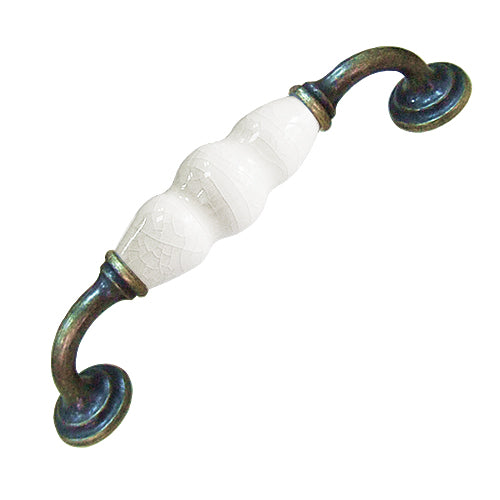 J-shaped white ice cracked white hole spacing 128mm ceramic handle - bronze base HJ358BKWM