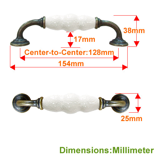 J-shaped white ice cracked white hole spacing 128mm ceramic handle - bronze base HJ358BKWM