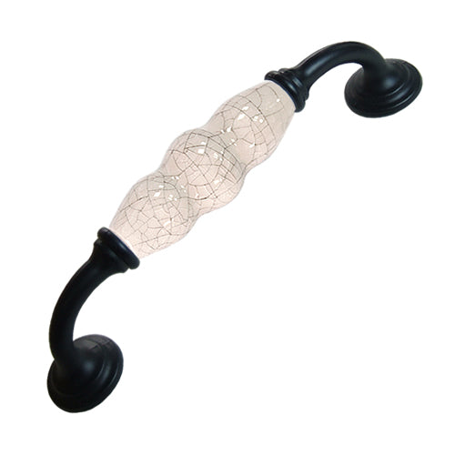 J-type ivory white gray ice crack hole spacing 128mm ceramic handle-baked black seat HJ371BLGR