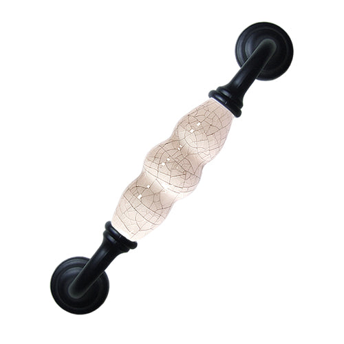 J-type ivory white gray ice crack hole spacing 128mm ceramic handle-baked black seat HJ371BLGR