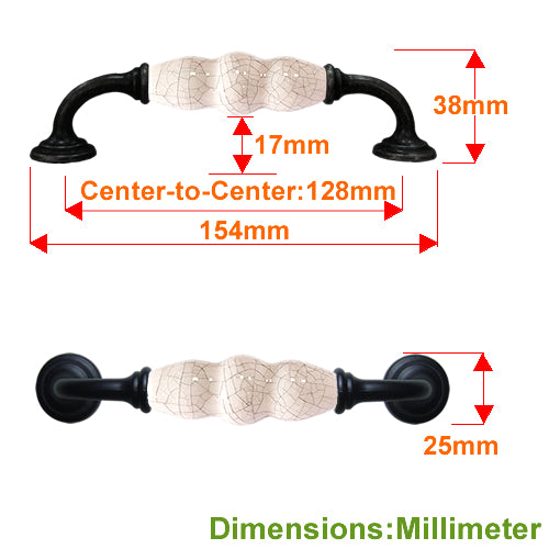 J-type ivory white gray ice crack hole spacing 128mm ceramic handle-baked black seat HJ371BLGR