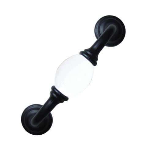 K-type pure white hole spacing 96mm ceramic handle - baked black base HK201BLWH