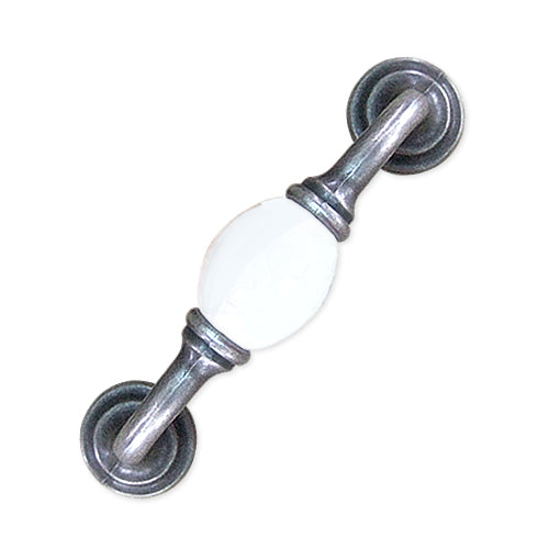 K-type pure white hole spacing 96mm ceramic handle - antique silver base HK201SKWH