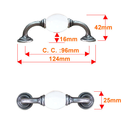 K-type pure white hole spacing 96mm ceramic handle - antique silver base HK201SKWH