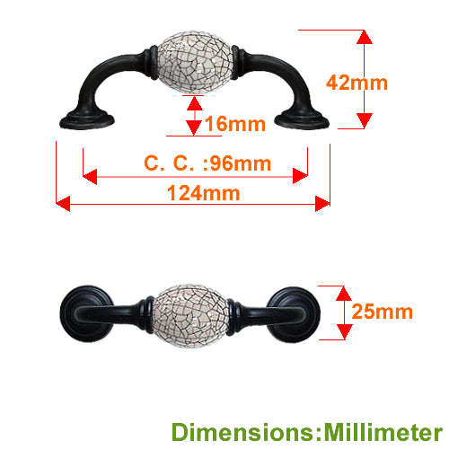 K-shaped black line ice crack hole spacing 96mm ceramic handle-baked black base HK341BLBL