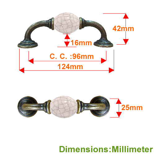 K type ivory white gray ice crack hole spacing 96mm ceramic handle - bronze base HK371BKGR