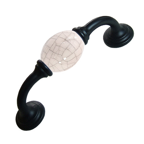 K-type ivory white gray ice crack hole spacing 96mm ceramic handle - baked black base HK371BLGR