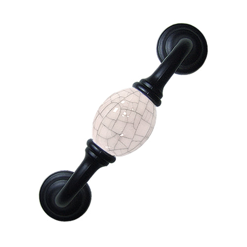 K-type ivory white gray ice crack hole spacing 96mm ceramic handle - baked black base HK371BLGR