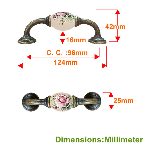 K-shaped country style rose beige hole spacing 96mm ceramic handle - bronze base HK821BKMI