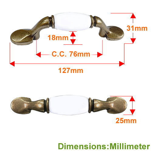 M type pure white hole spacing 76mm ceramic handle - bronze base HM201BKWH