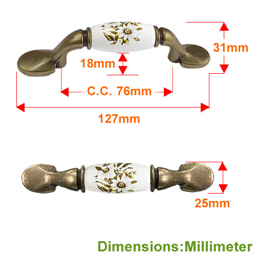 M type wheat ear hole spacing 76mm ceramic handle - bronze base HM209BKWH