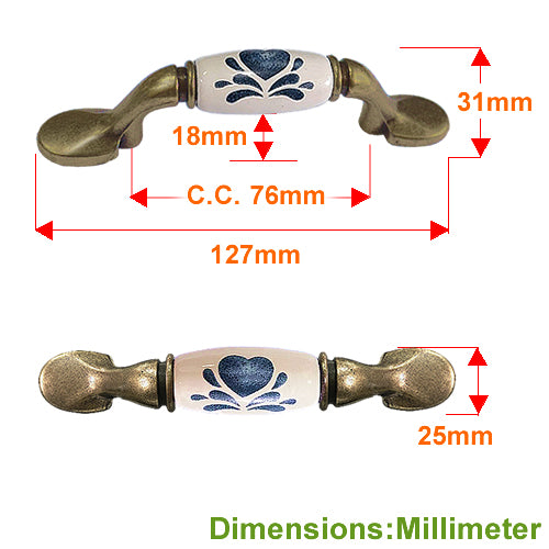 M-shaped heart-shaped bottom hole distance 76mm ceramic handle - bronze base HM215BKMI