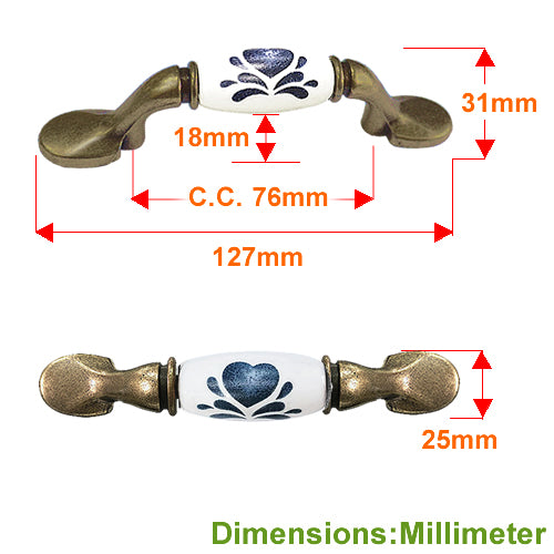 M-shaped love white bottom hole spacing 76mm ceramic handle - bronze base HM215BKWH