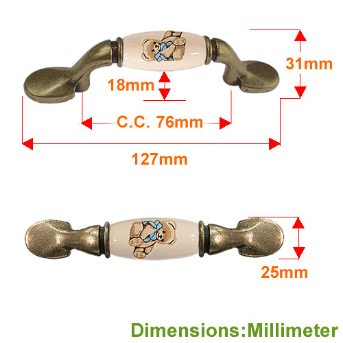 M-type country bear rice bottom hole distance 76mm ceramic handle - bronze base HM406BKMI