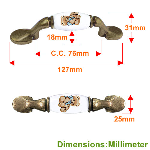 M-type country bear white bottom hole spacing 76mm ceramic handle - bronze base HM406BKWH