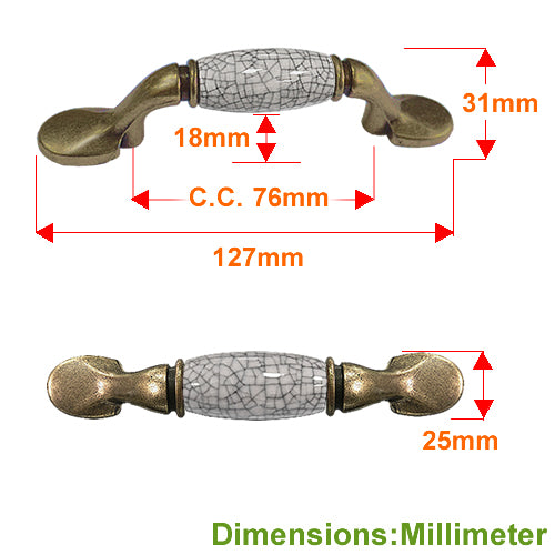 M-type ice cracked beige background black line hole spacing 76mm ceramic handle - bronze base HM431BKBL