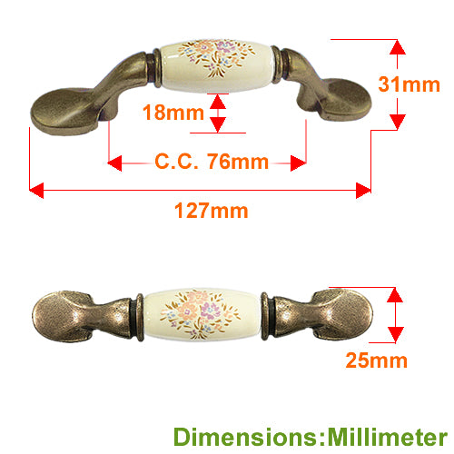 M-shaped country bouquet, bottom hole distance 76mm, ceramic handle-bronze base HM501BKMI