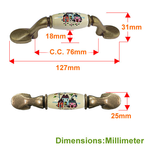 M-shaped country house, bottom hole distance 76mm, ceramic handle - bronze base HM502BKMI