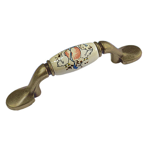 M-shaped country style ceramic handle with bottom hole distance 76mm - bronze base HM503BKMI