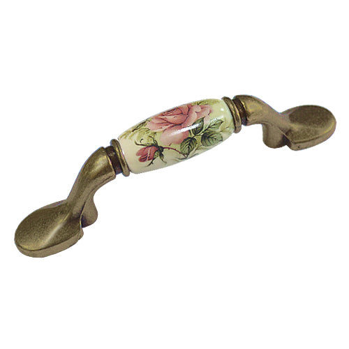M-shaped country style rose rice bottom hole distance 76mm ceramic handle - bronze base HM821BKMI