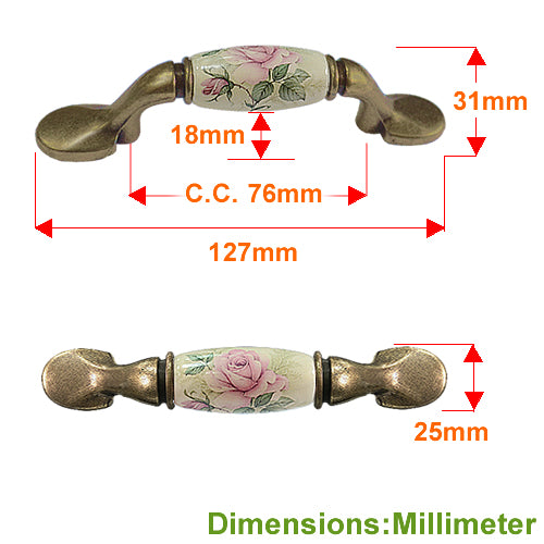 M type elegant rose rice bottom hole spacing 76mm ceramic handle - bronze base HM821BKMI_C
